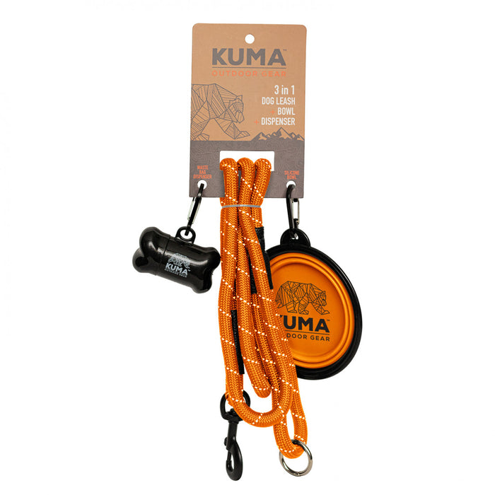 Kuma 3 in 1 Dog Leash Orange/Grey