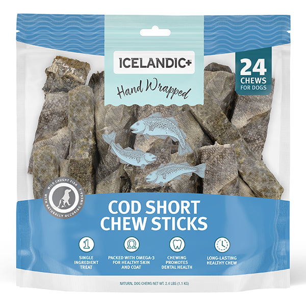 Icelandic+ Dog Cod Skins Chew Short Sticks 24ct