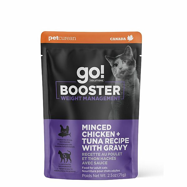 GO! Wgt Mgmt Minced Chkn/Tuna w/gravy Cat Booster 2.5oz