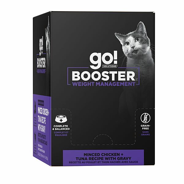 GO! Wgt Mgmt Minced Chkn/Tuna w/gravy Cat Booster 2.5oz