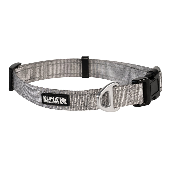 Kuma Lazy Bear Dog Collar Sml Heather Grey