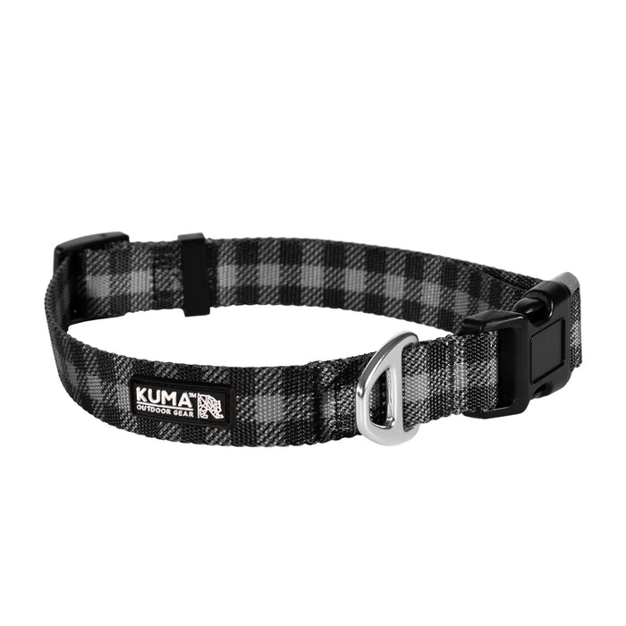 Kuma Lazy Bear Dog Collar Sml Grey/Black