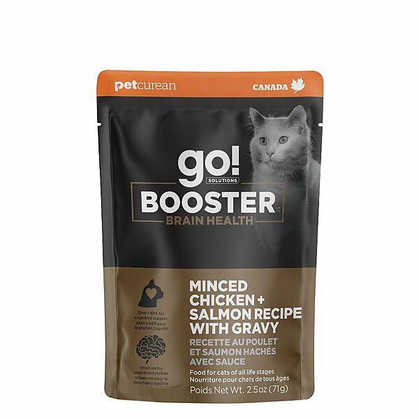 GO! Brain Minced Chkn/Sal w/gravy Cat Booster 2.5oz