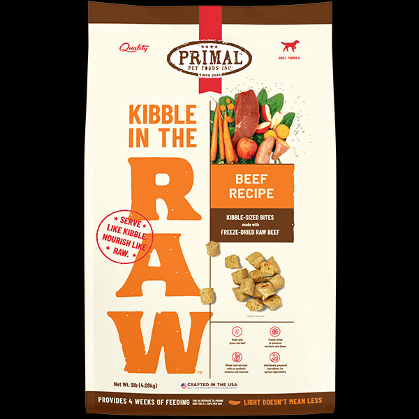 Primal Dog Kibble in the Raw Beef 9lbs