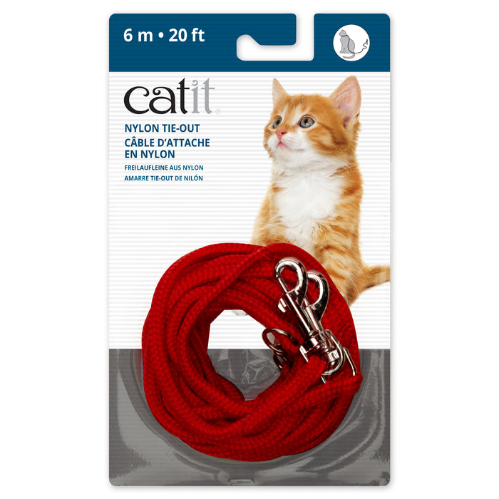 Catit Nylon Tie Out 20' Red