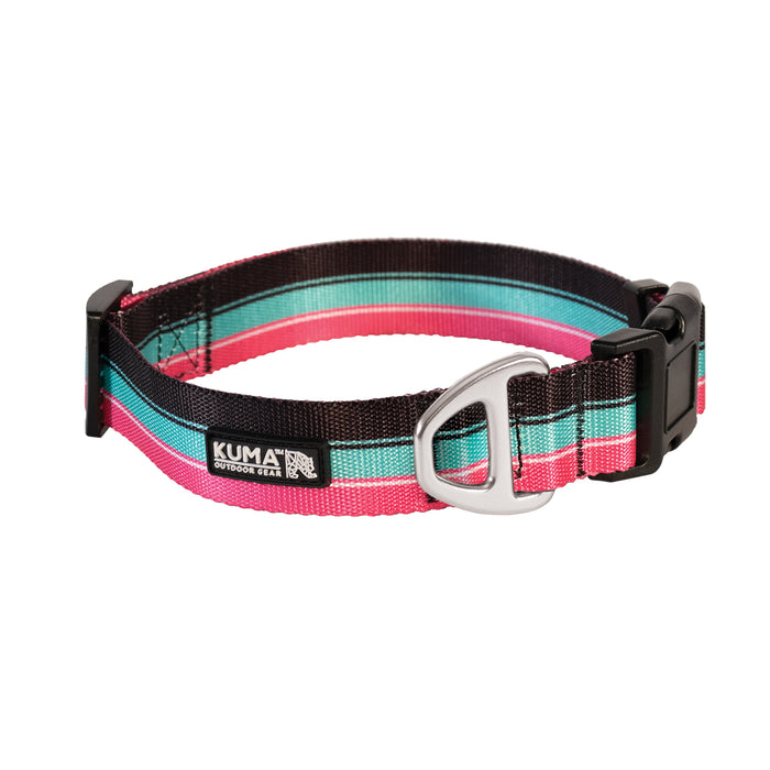 Kuma Backtrack Dog Collar Med Vice Black/Pink/Teal