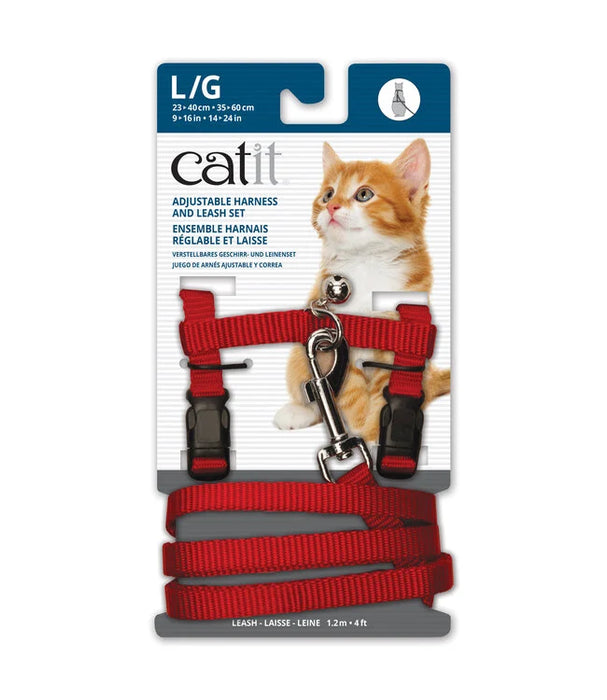 Catit Adjustable Harness & Leash Set, Red Lrg