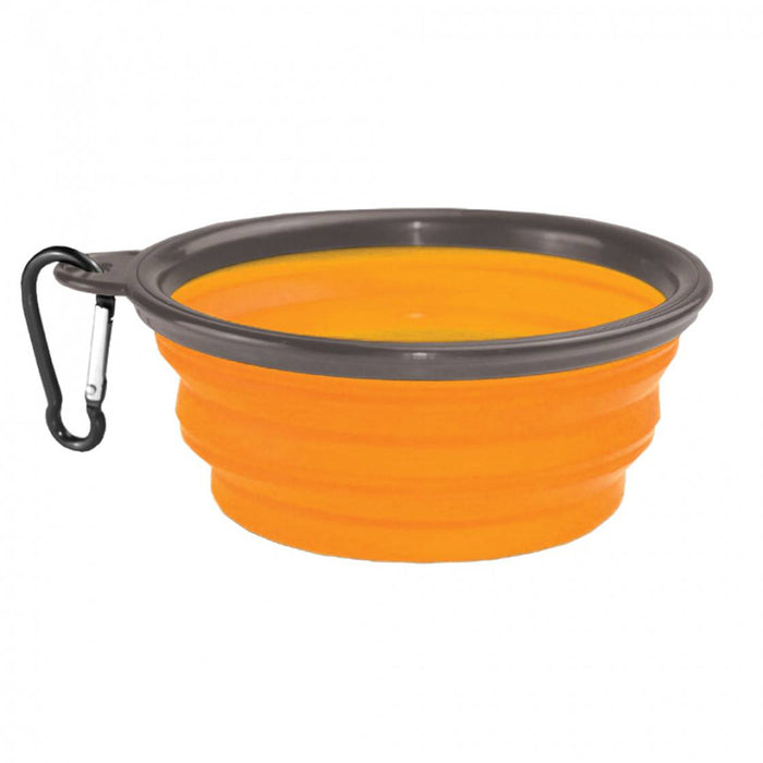 Kuma Collapsible Silicone Bowl (1L) Orange/Grey