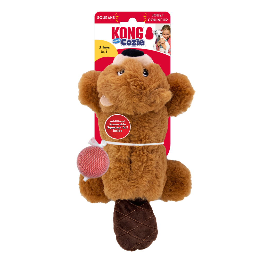 Kong Cozie Pocketz Beaver Small Kibbles Biscuits